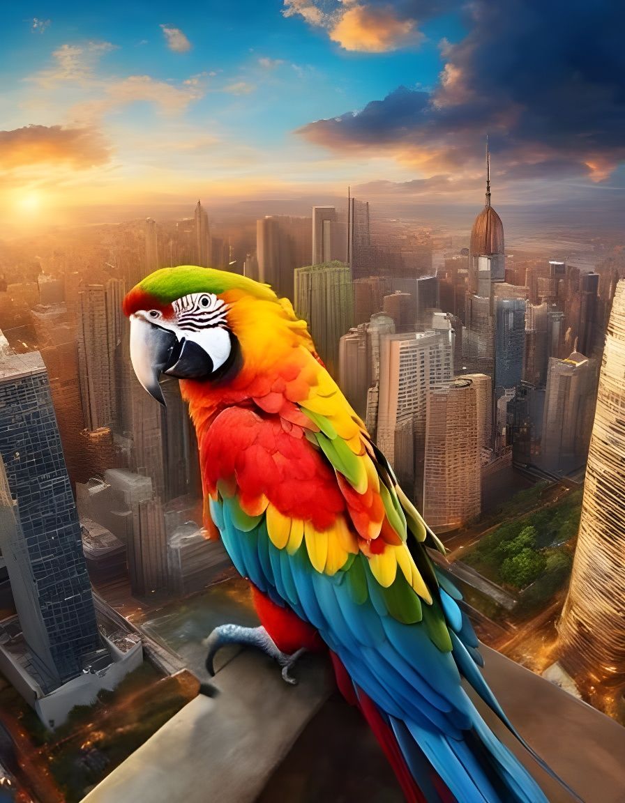 Parrot in the city