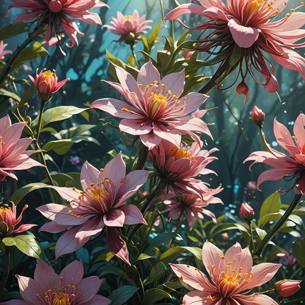 Exotic Flower in Fantasy Environment, Digital Concept Art