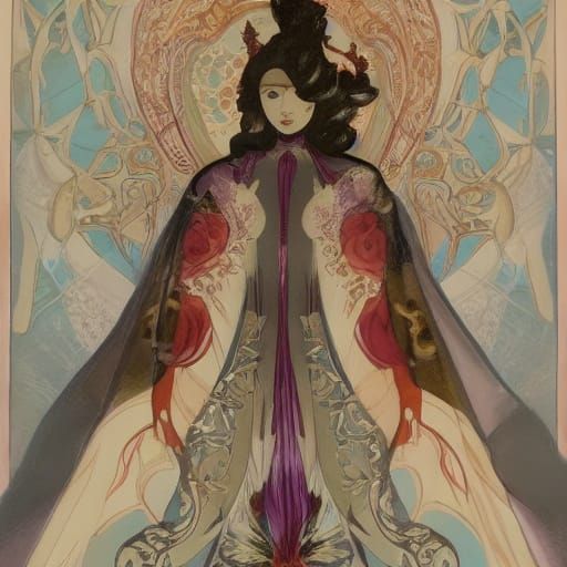 Art Nouveau Vampire's First Step in Golden Lady Tights