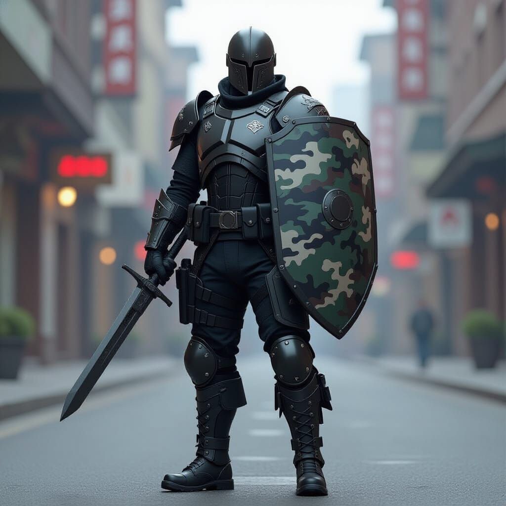 Modern Knight in Tactical Gear Ready for Action