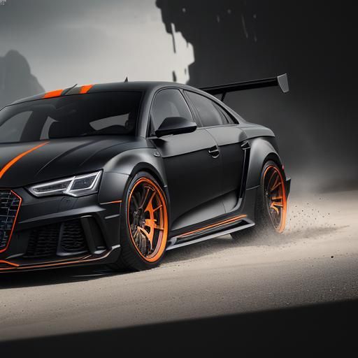 High-Tech Matte Black and Orange Tuned Audi