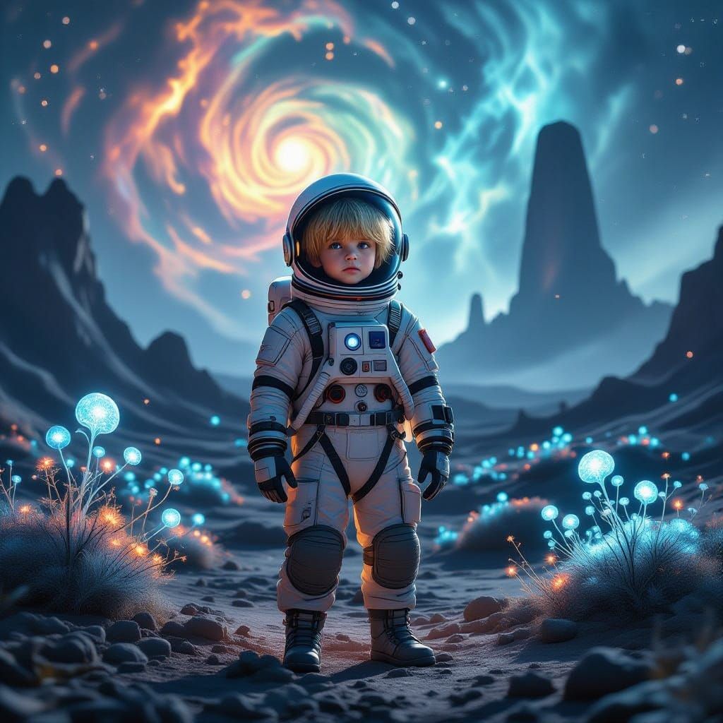 Boy Astronaut on Alien World