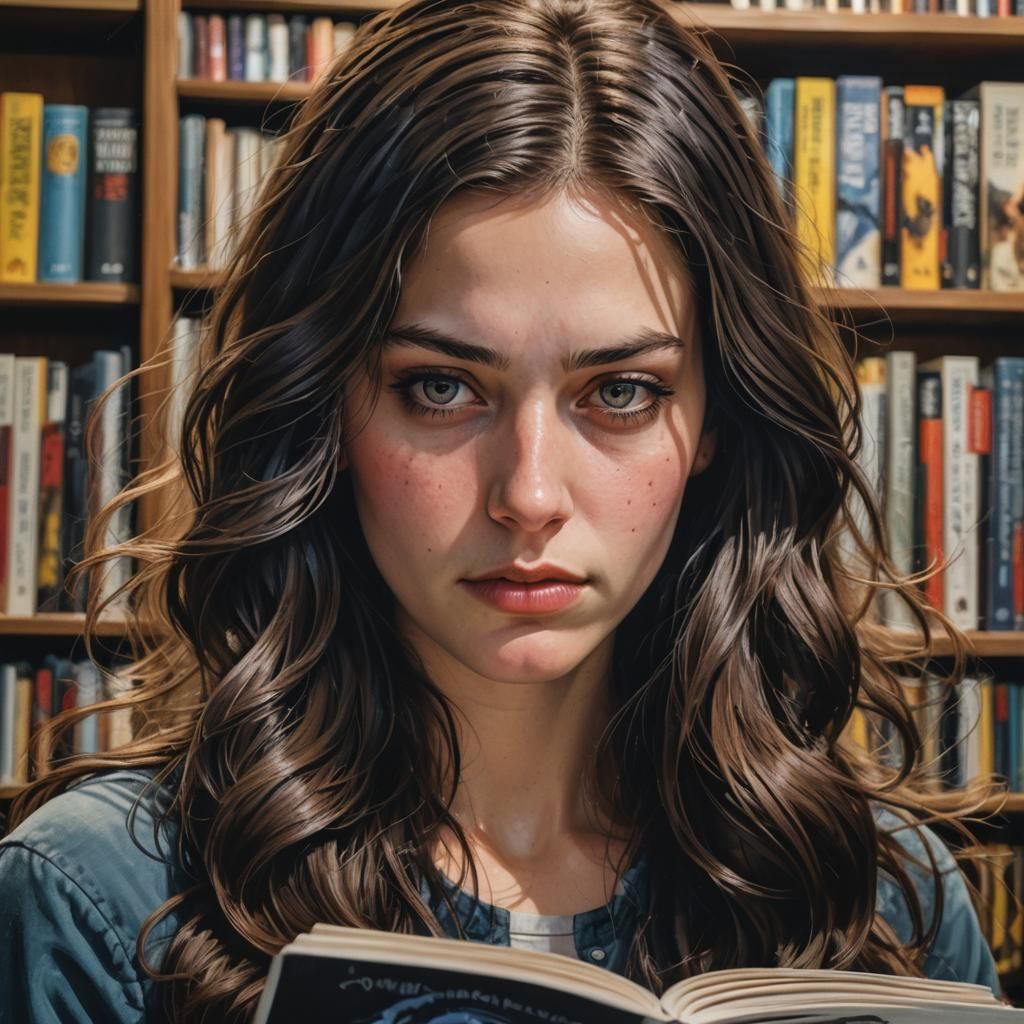 Photorealistic Portrait of a Woman Reading