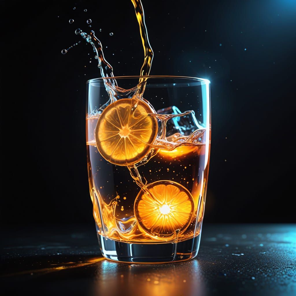 Ethereal Glowing Drink of Light in Dark Setting