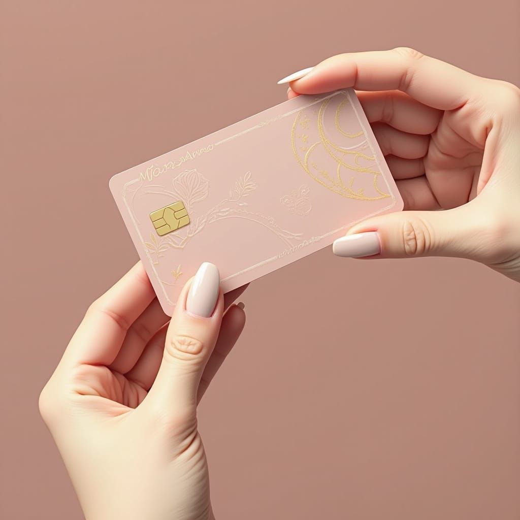 Elegant Debit Card with Pink and Gold Islamic Design