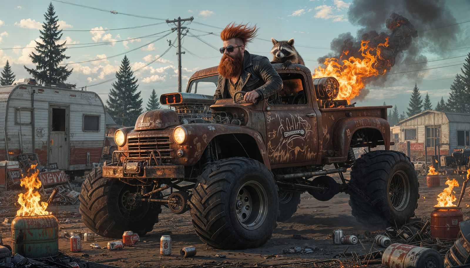 Monster Truck Chaos in Dystopian Trailer Park