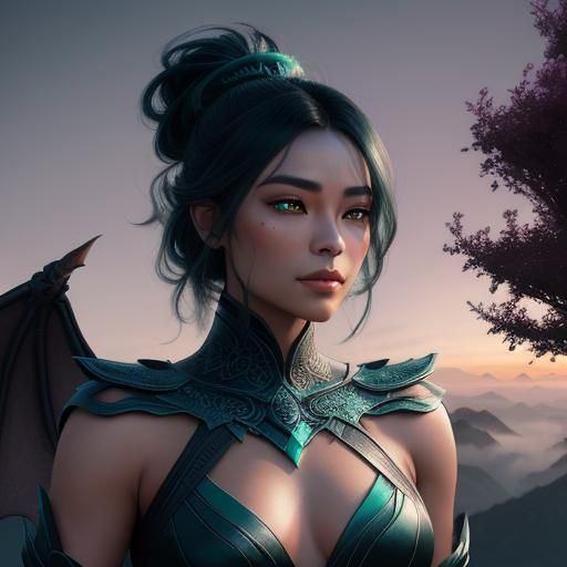 Mysterious NightWing Dragon on Sunset Hilltop