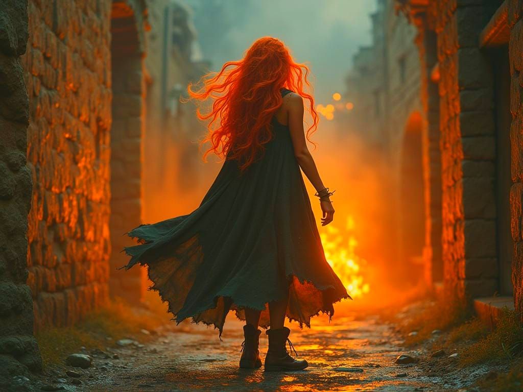 Mystical Portrait in Vibrant Tempera Style