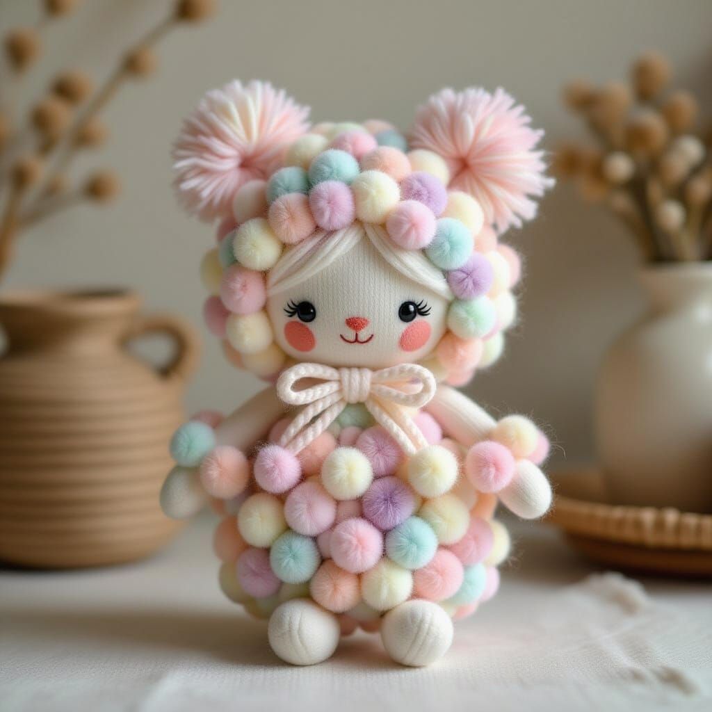 Pastel Pom Pom Doll in Anime Style