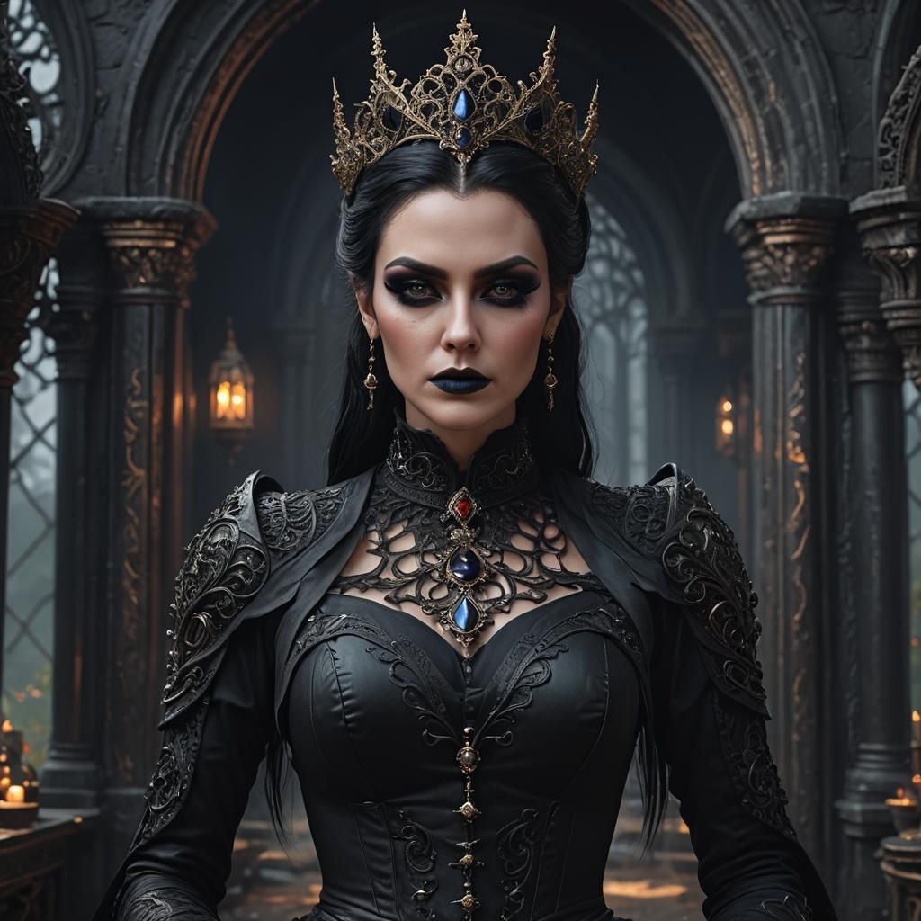 Beautiful Goth Woman Portrait in Hyperrealism