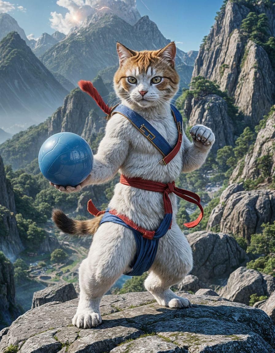 Ryu Cat Launches Energy Ball: 3D Render
