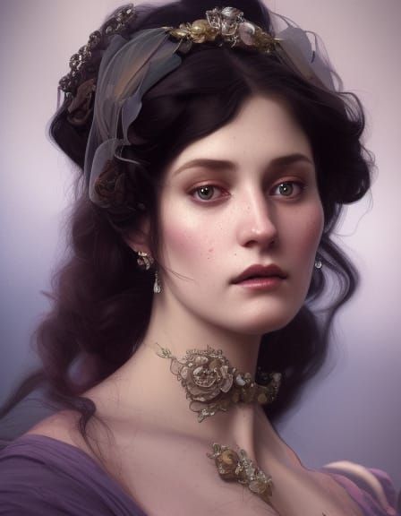 Victorian Woman Portrait in Art Nouveau Style