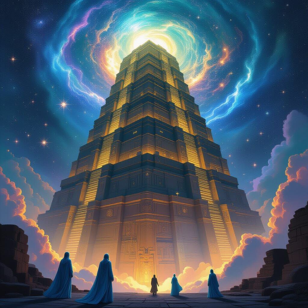 Upside-Down Ziggurat in Nebula, Cosmic Surrealism