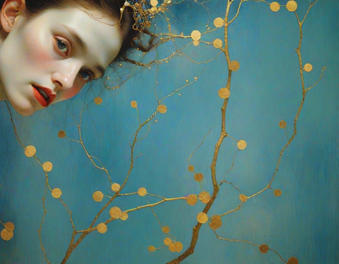 Gilded Portrait of a Noble Lady in a Golden Frame