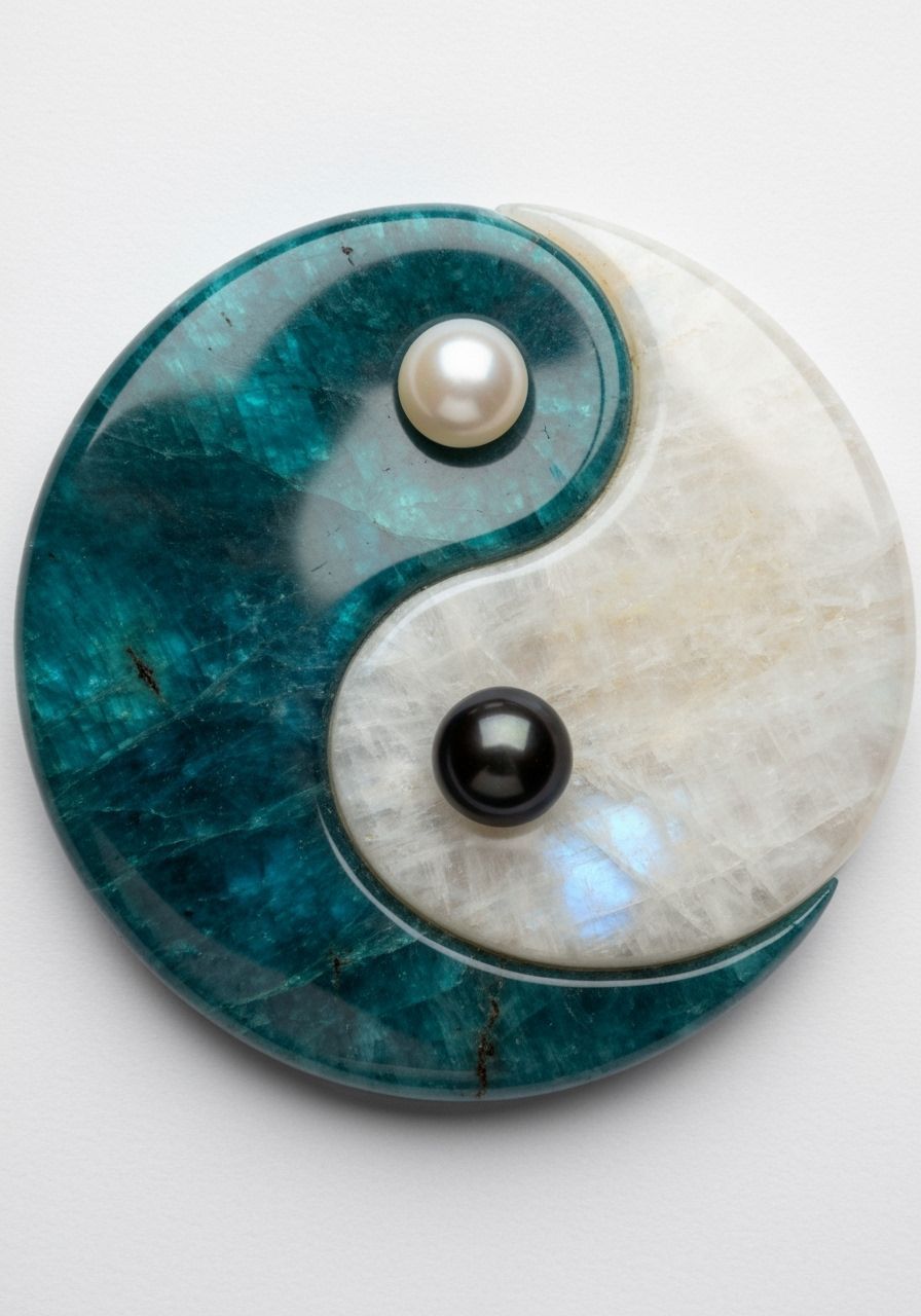 Yin-Yang Talisman in Alexandrite and Moonstone