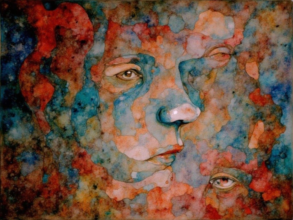 Abstract Portrait in Cubist Art Deco Style