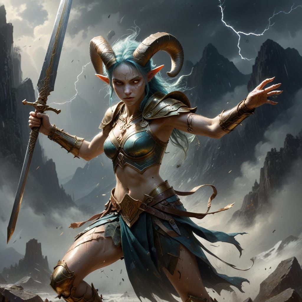 Ethereal Elf Warrior Charging into Battle