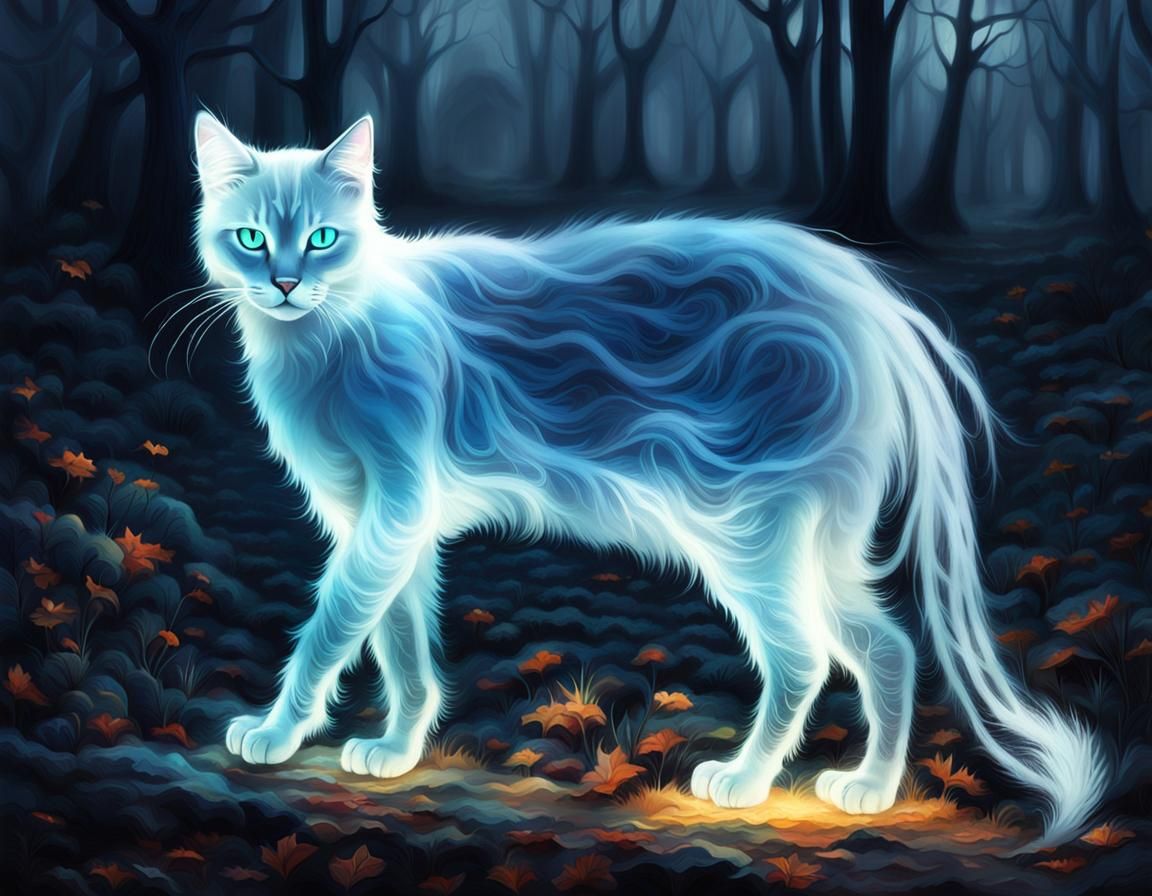 Ethereal Ghost Cat: Spooky Translucent Feline