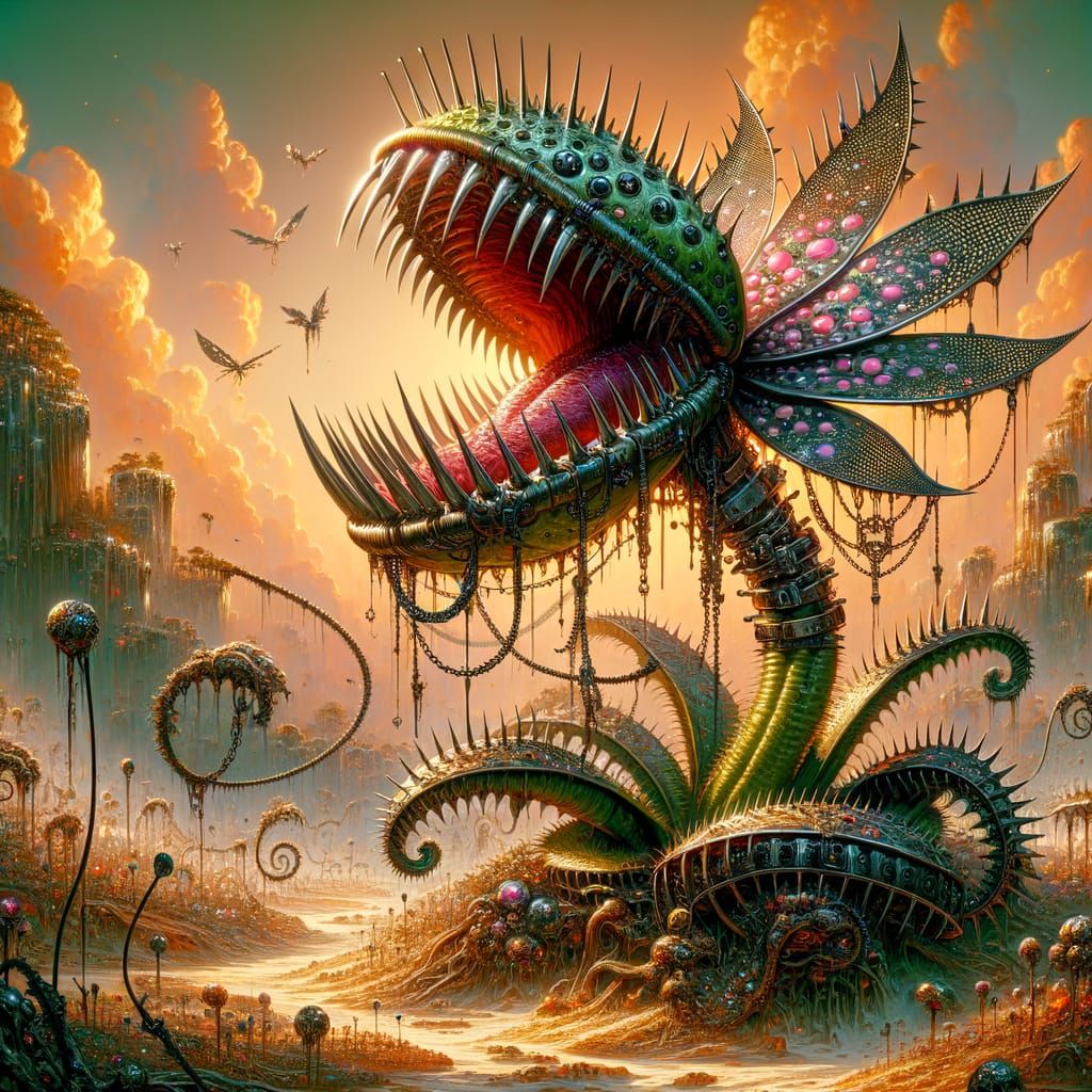 Sentient Venus Flytrap in Sci-Fi Punk Scene
