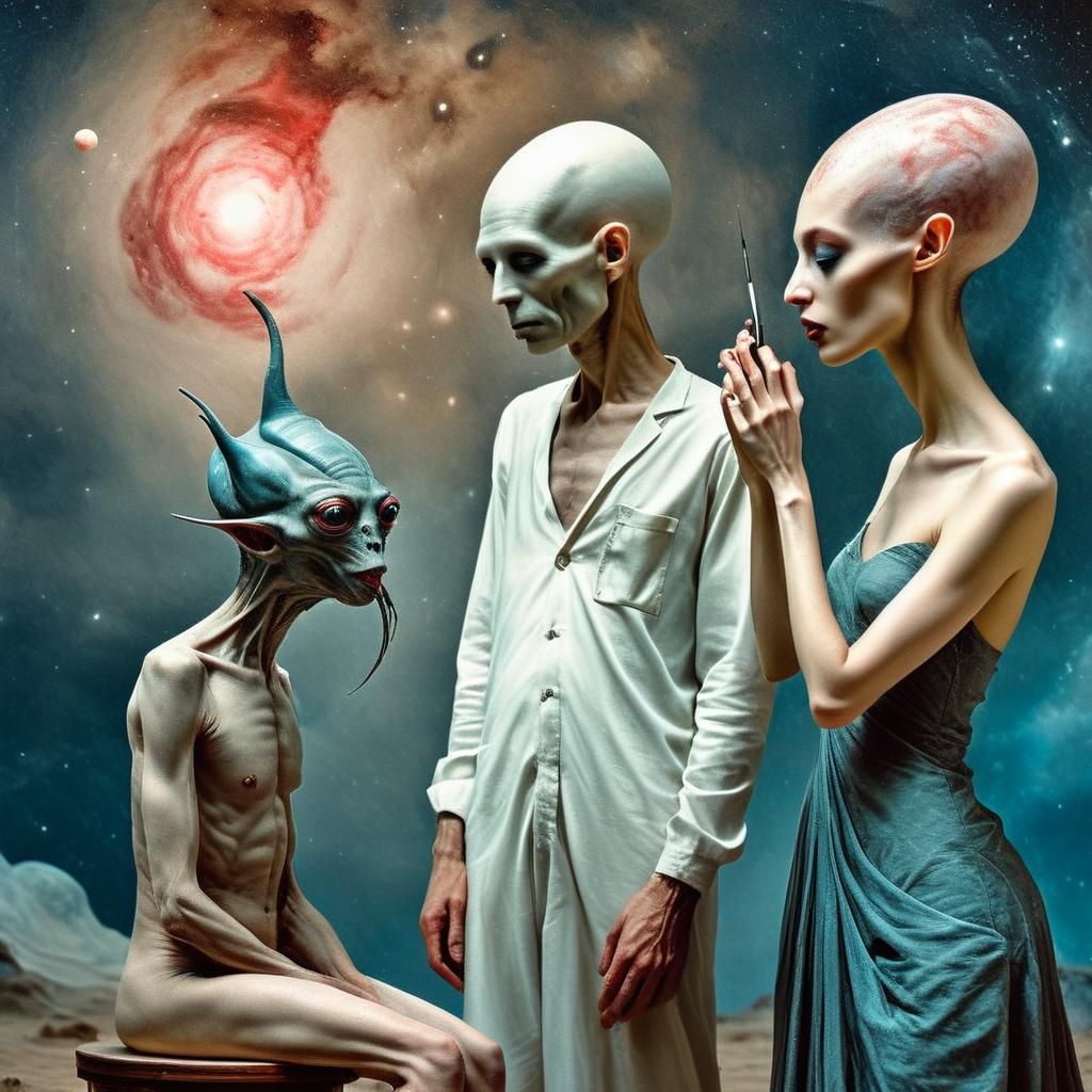 Surreal Portraits in White Laboratory: Bizarre Art