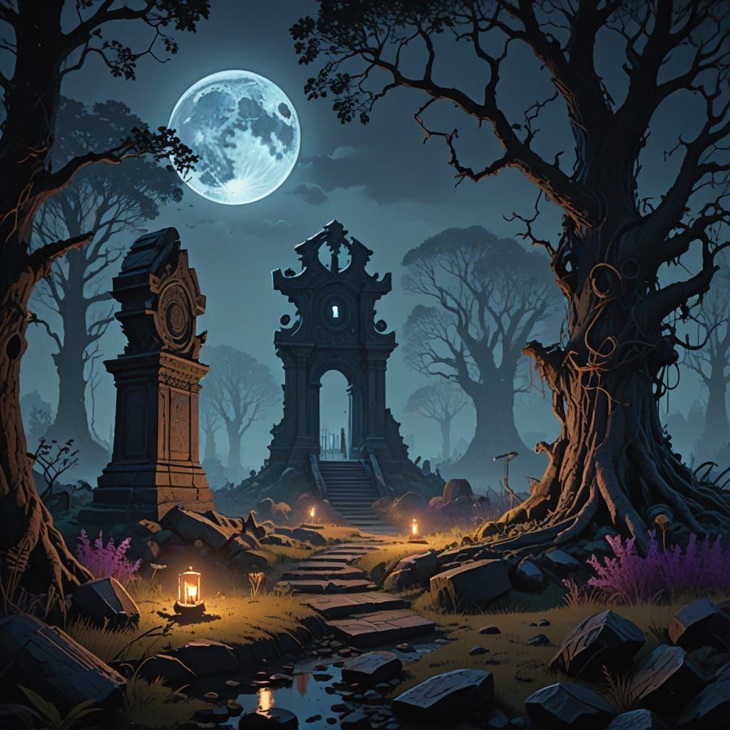 Ethereal Village Under Dark Fantasy Curse