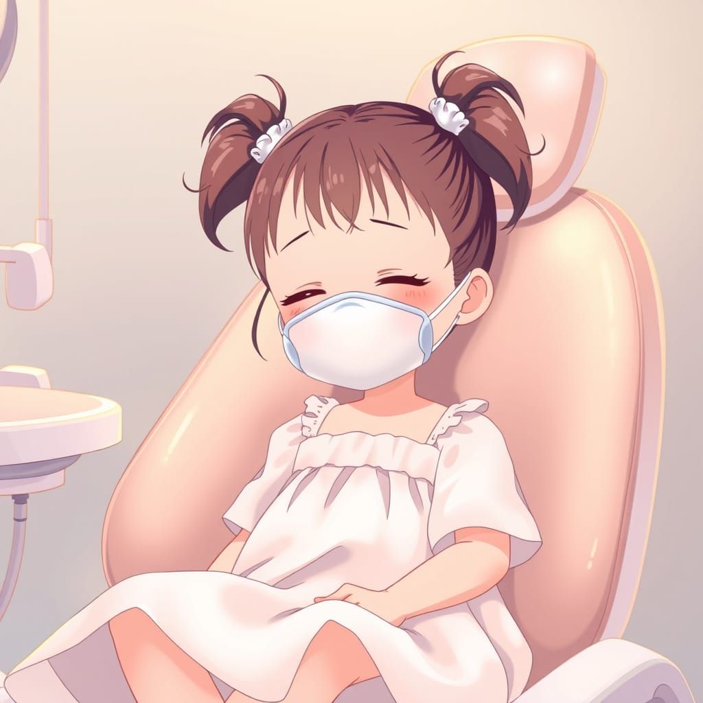 Anime-Style Baby Girl Under Anesthesia, Pastel Colors