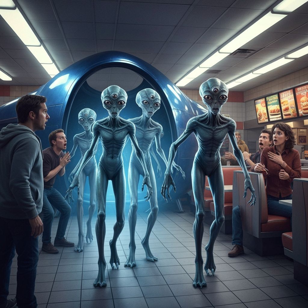 Aliens Visit Fast Food Joint, Humans Perplexed