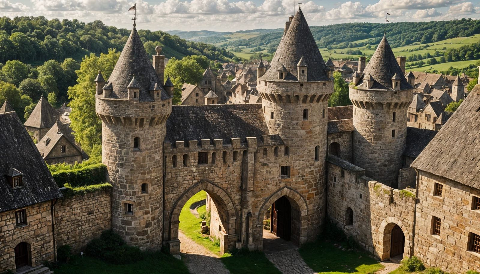 Fortified Medieval Gate with Bokeh Effect