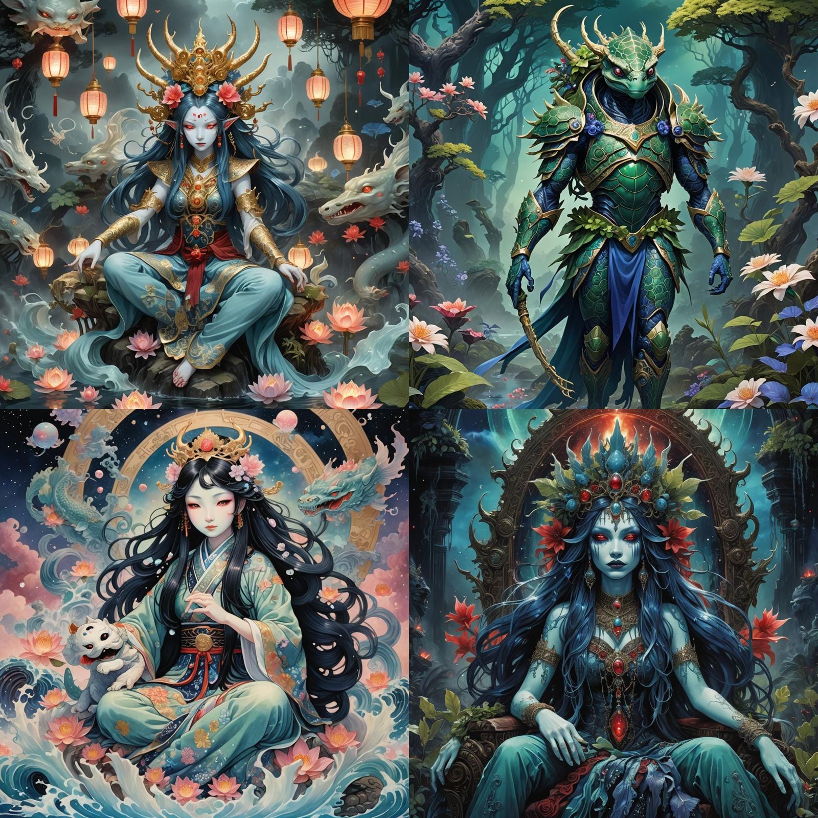 Demonic Alien Porcelain Kappa Yokai Princess