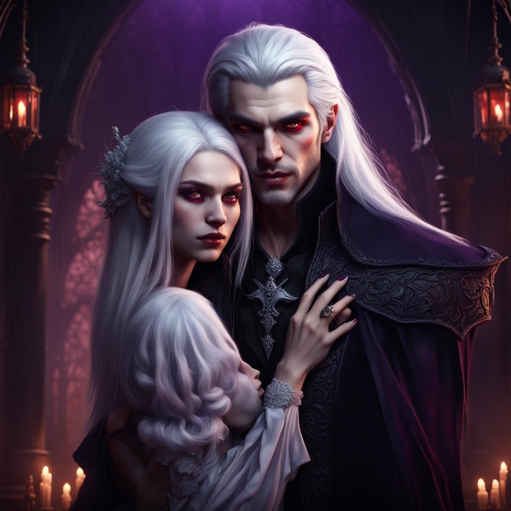 Vampire Couple in Detailed Matte Painting Style