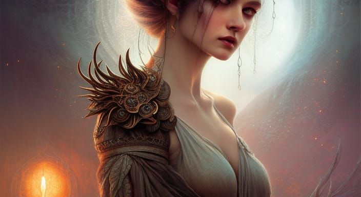 Detailed Portrait of Alluring Artemis in Matte Painting Styl...