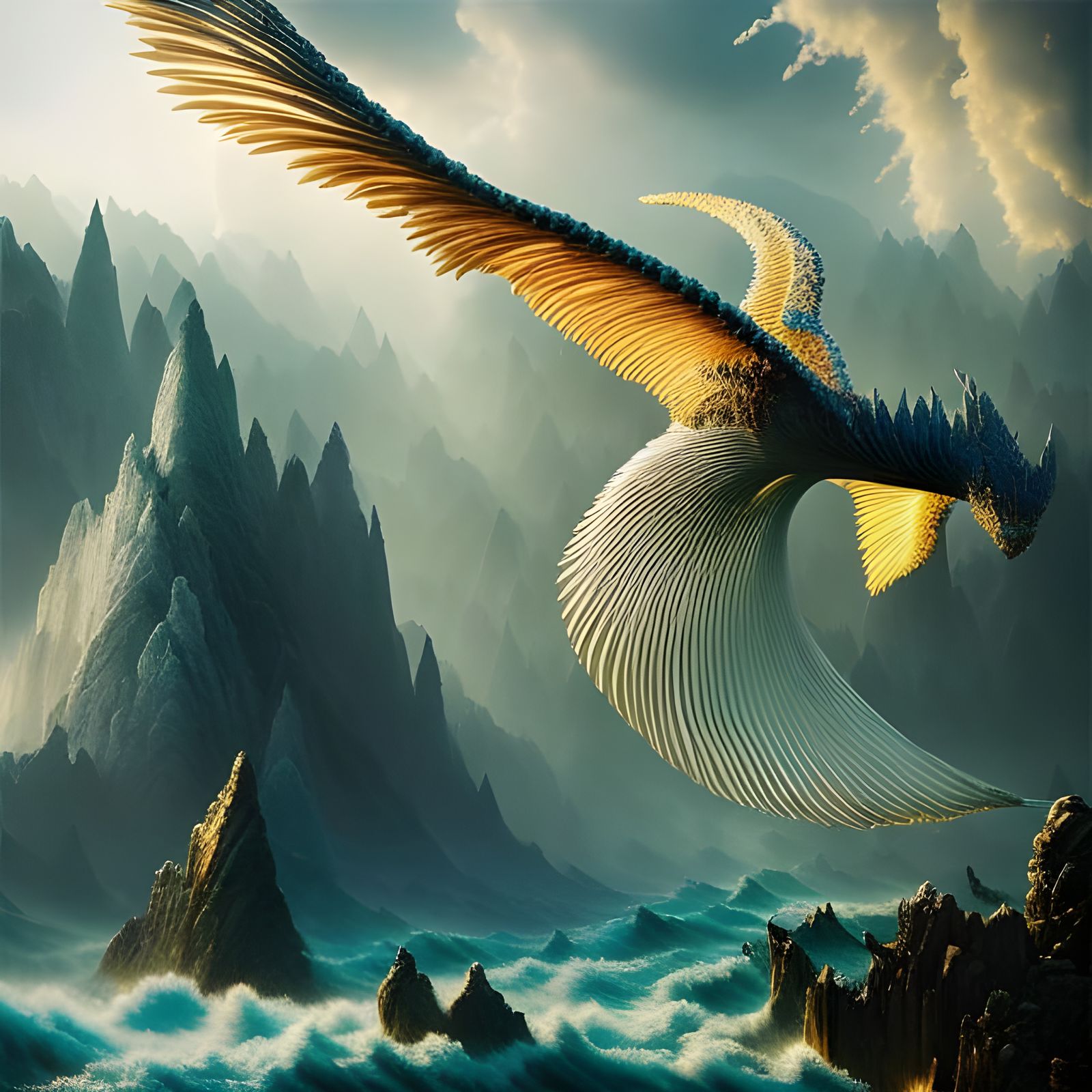 Siren's Song: A Gothic Seascape in Mixed Media