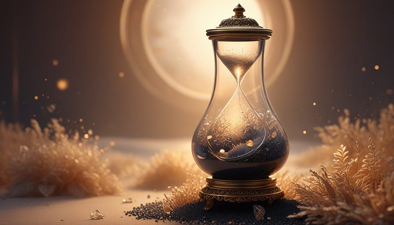 Ethereal Hourglass in Cosmic Glow