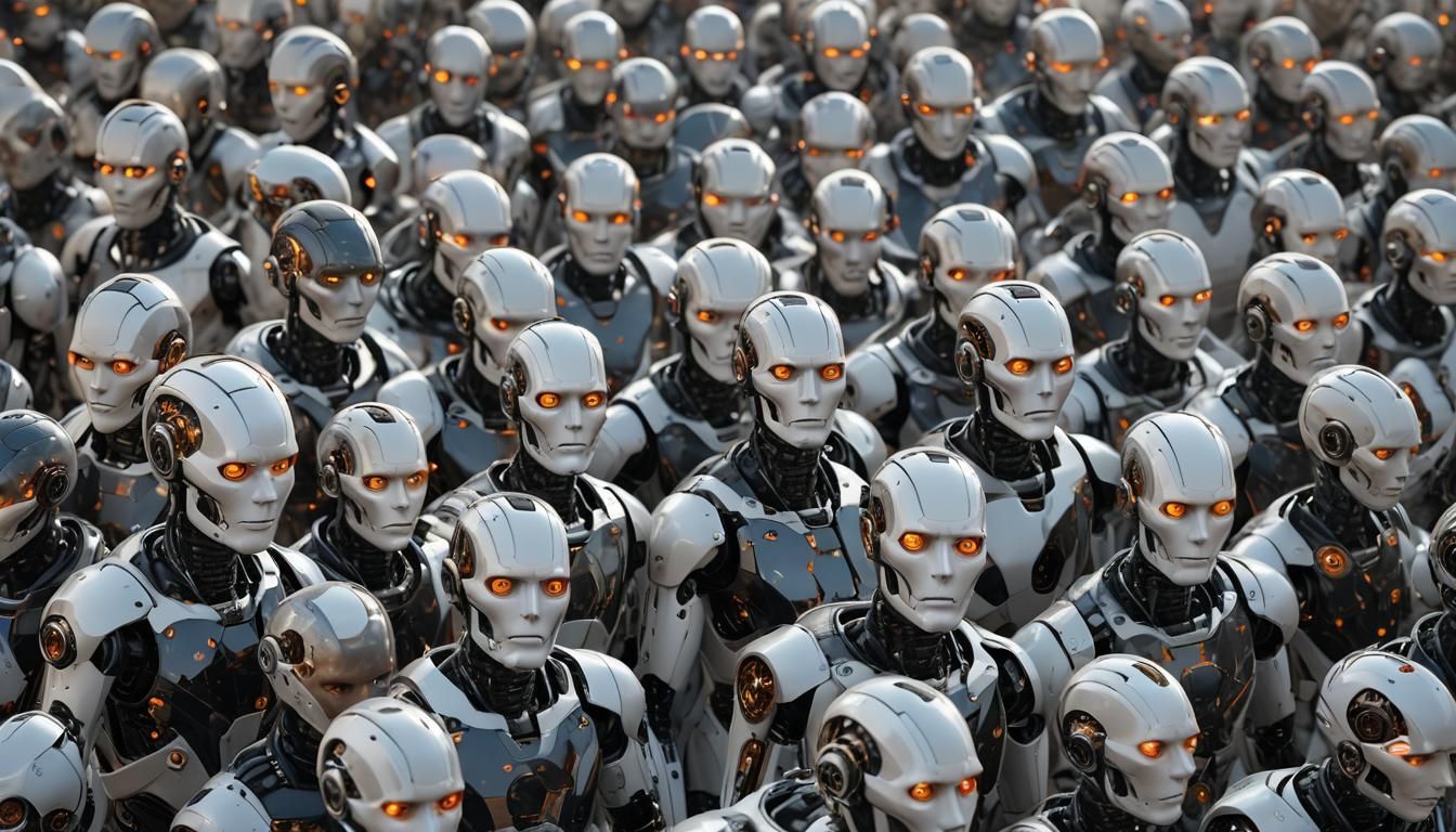 Realistic AI Cyborg Robots in 3D Render