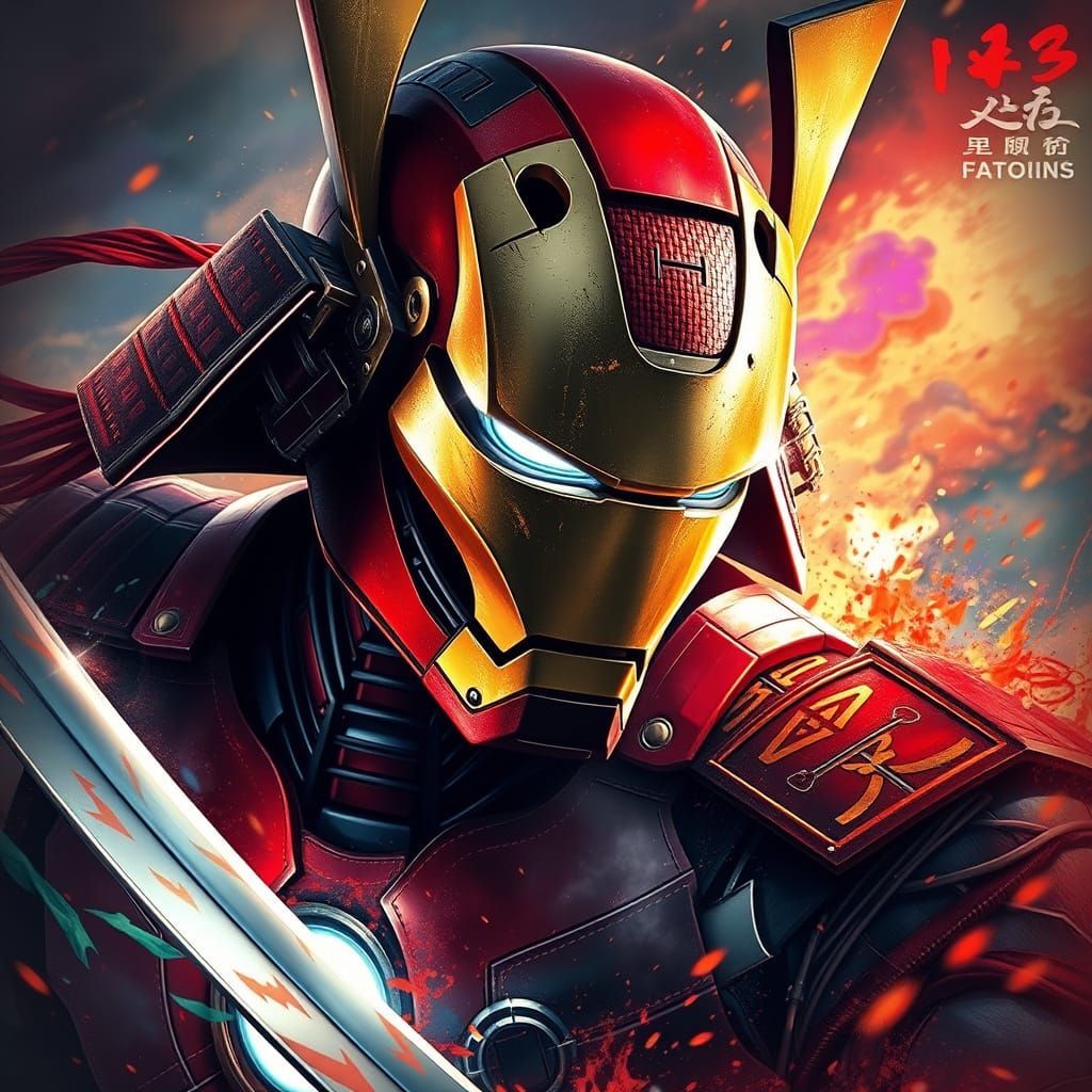 Iron Man Samurai in Hyperrealistic Concept Art