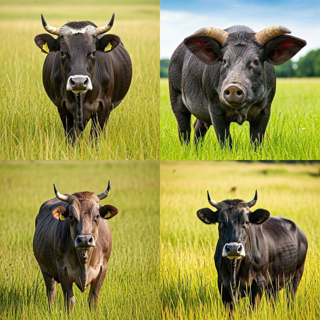 Hybrid Pig-Cow Creature in Grassy Field