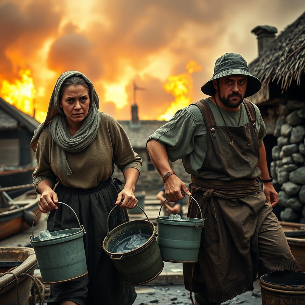 Medieval Peasants Unite Against Raging Fire