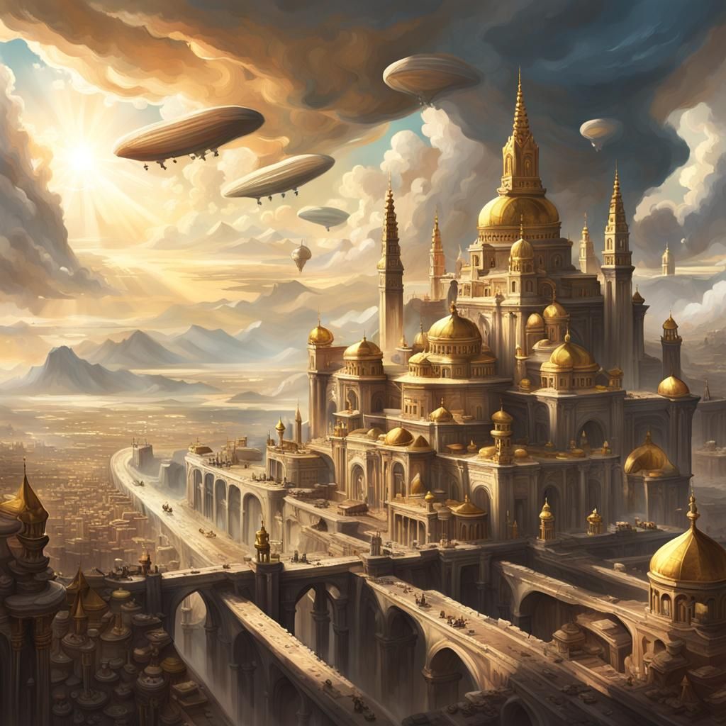 Epic Tartarian Cityscape Concept Art in 8k