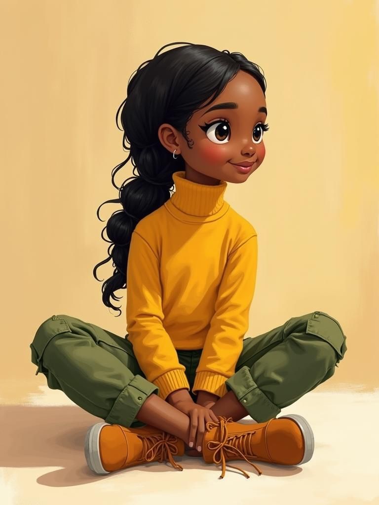 Joyful Girl Illustration in Watercolor Style