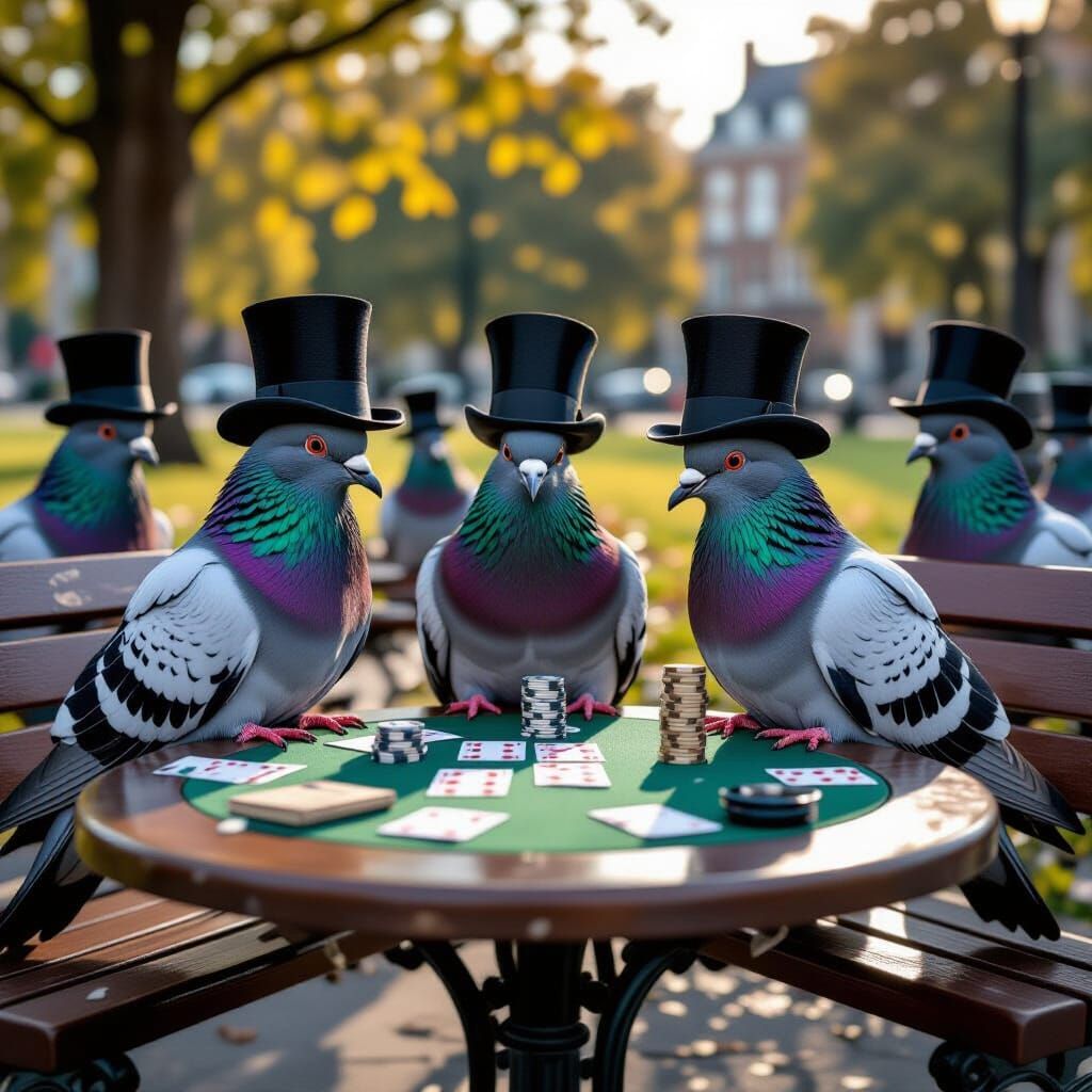 Pigeons Play High-Stakes Poker in Top Hats