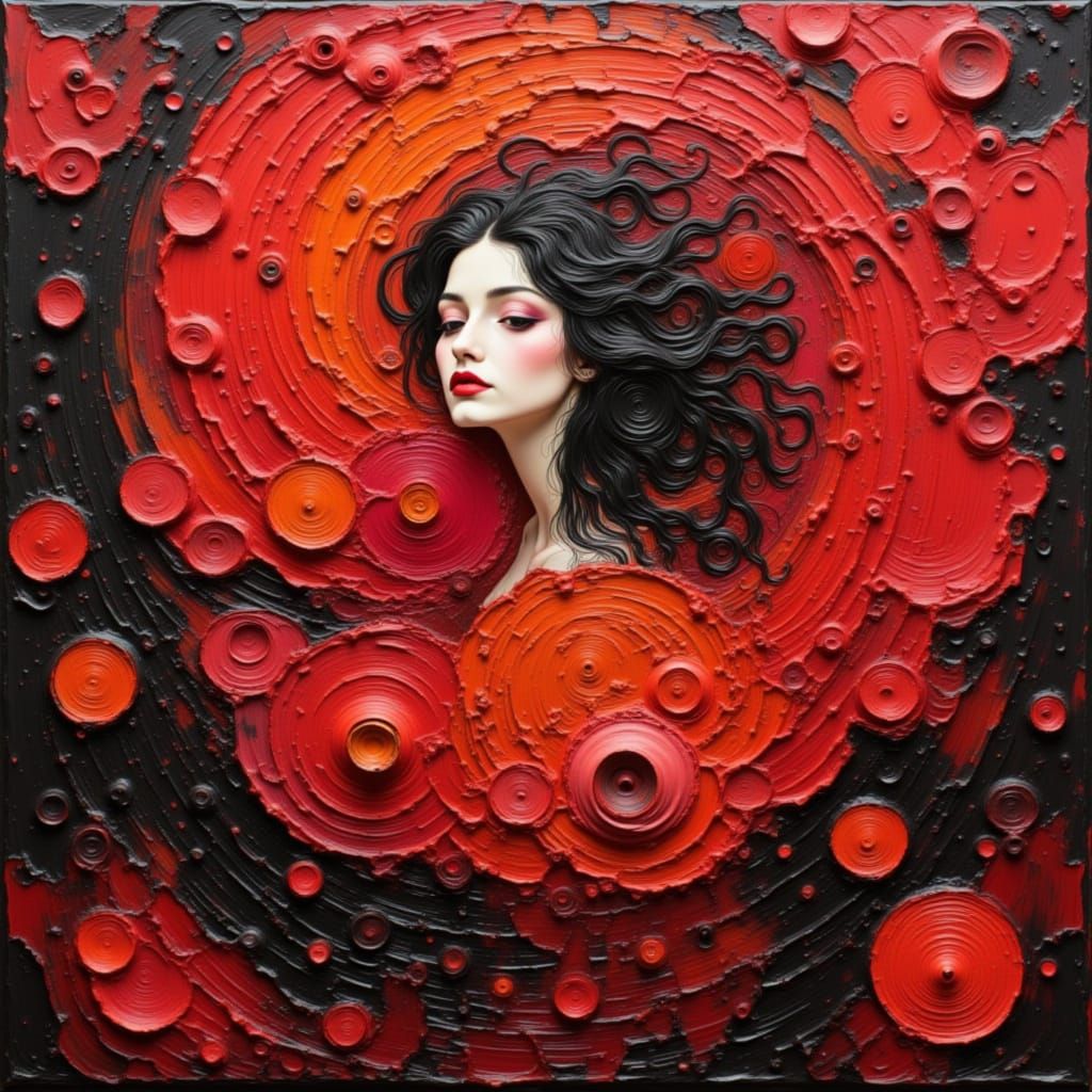 Expressionism Crimson Temptress in Vibrant Red