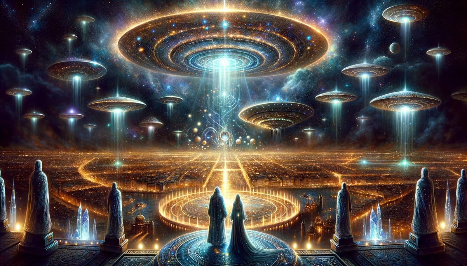 Ashtar and Mira gaze afar
Crystal bridge beneath the stars
W...