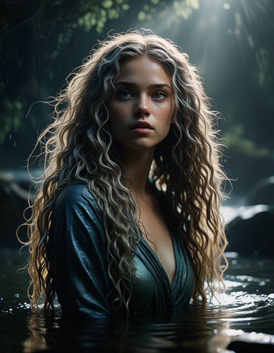 Mystical Fluid Being with Iridescent Scales in 8k