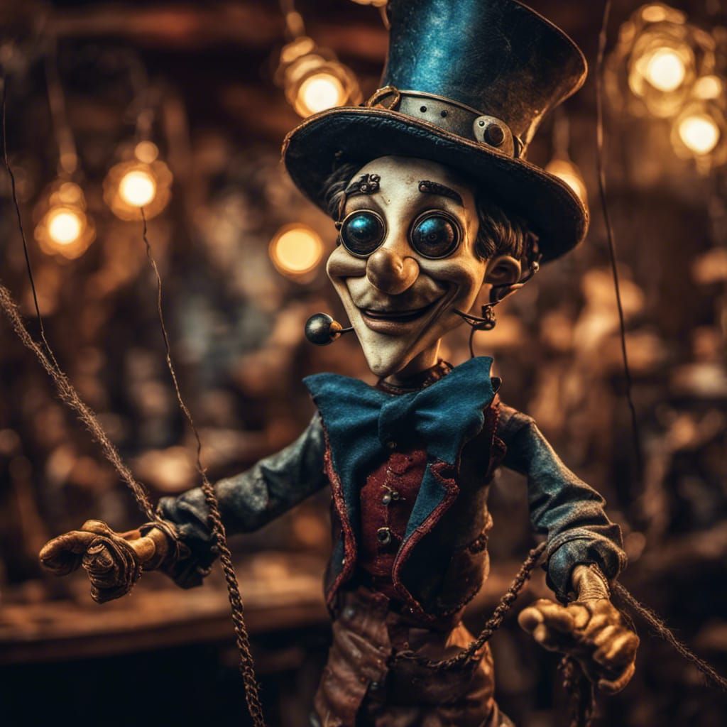 Steampunk Pinocchio Puppet Dancing: Comic Book Art