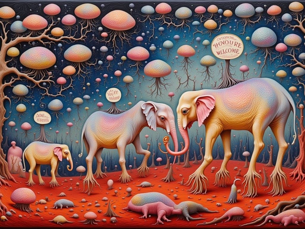 Surreal Dali-Inspired Elephants Walk through a Desolate Land...