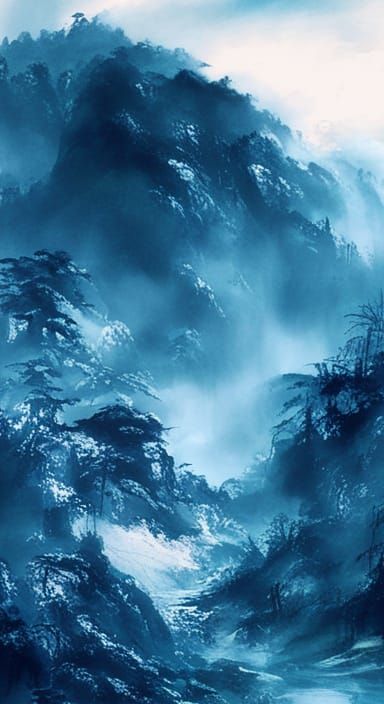 Elegant Chinese Ink Landscape Painting