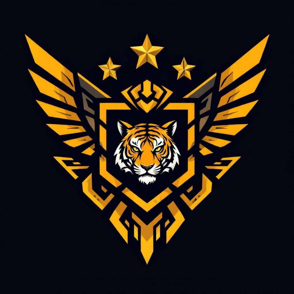 Futuristic Tribal Emblem with Tiger Head - Esport Logo