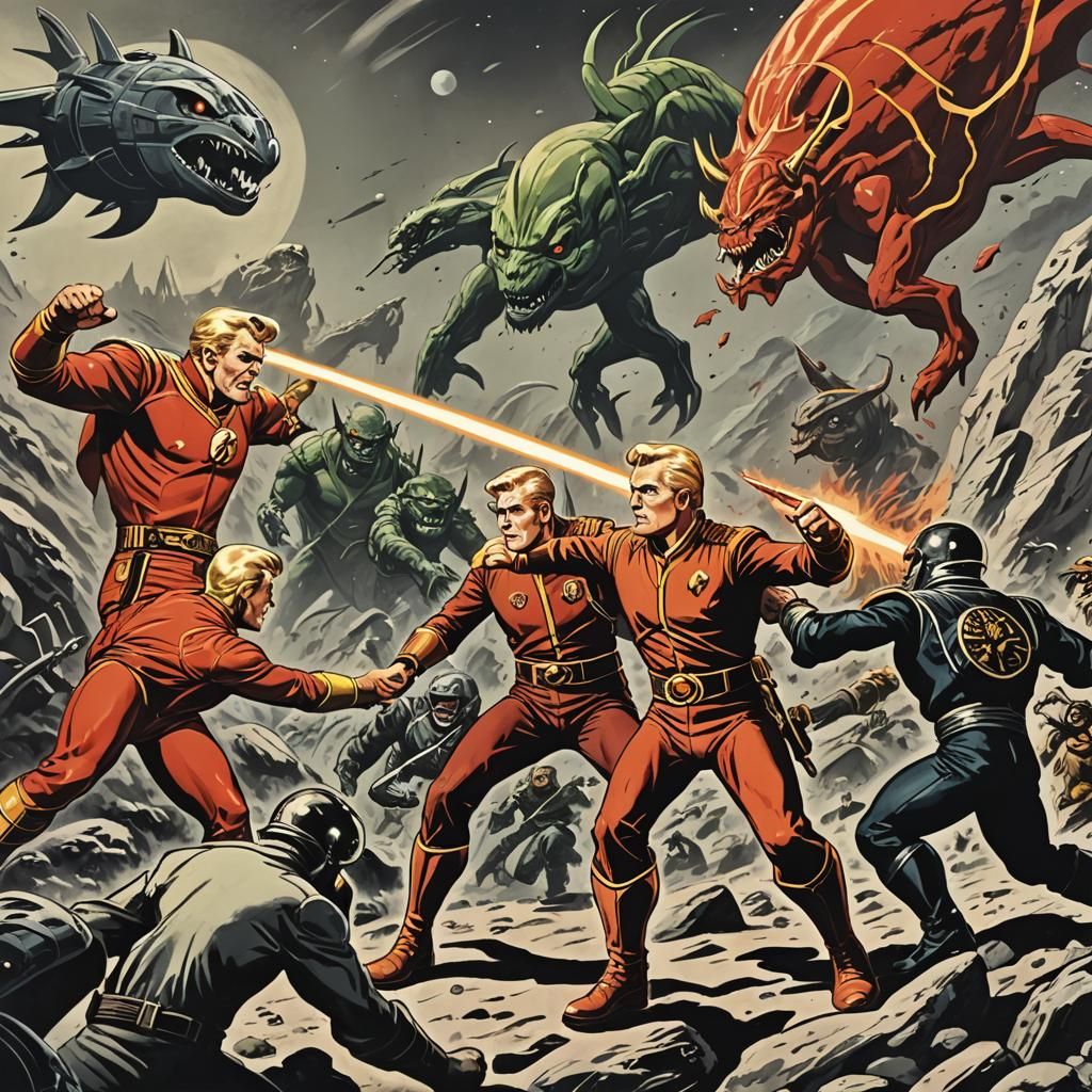 Flash Gordon Battles Monsters on Alien World