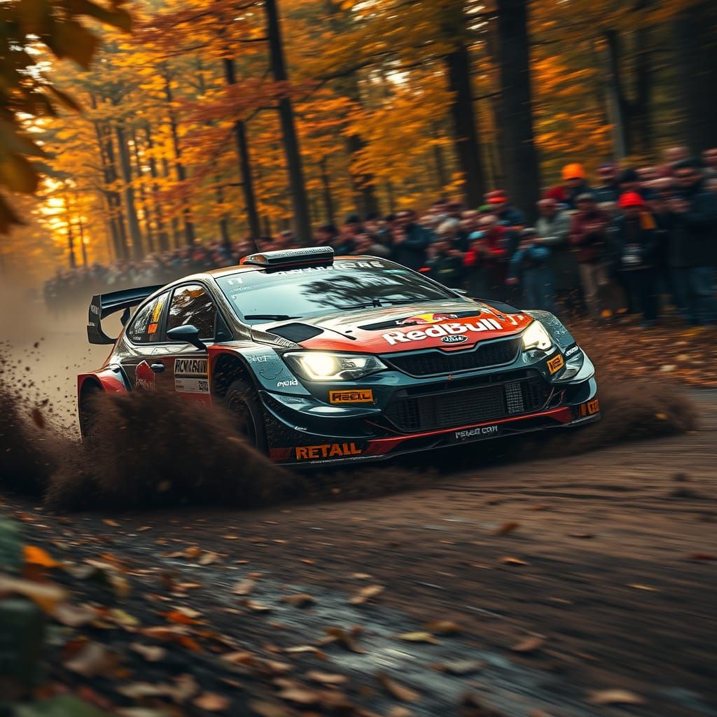 Turbocharged World Rally Car Blurs Through Muddy Forest in A...