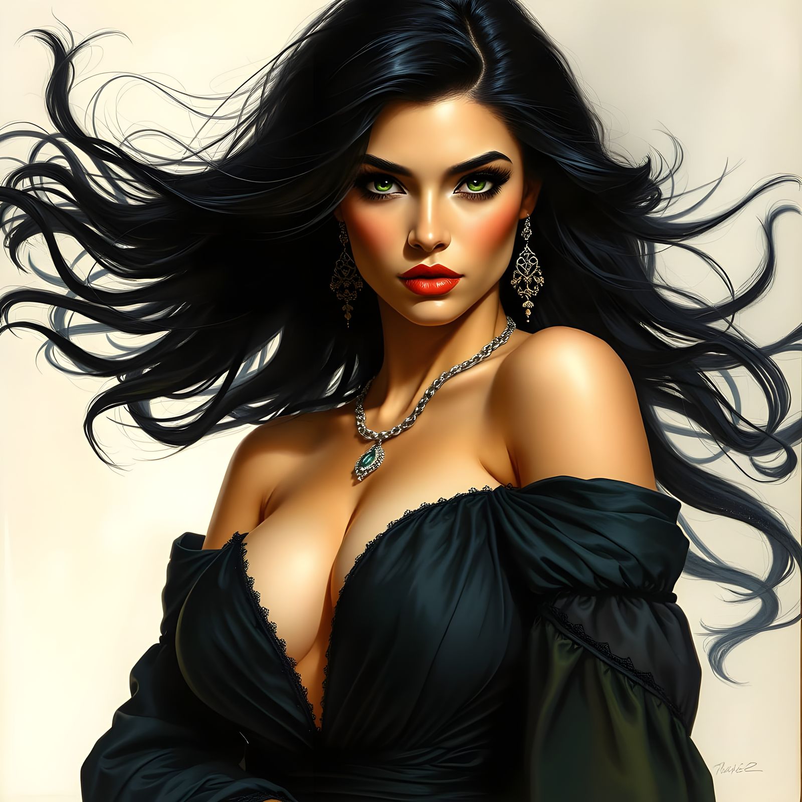 Latina Goddess Portrait in Art Deco Style